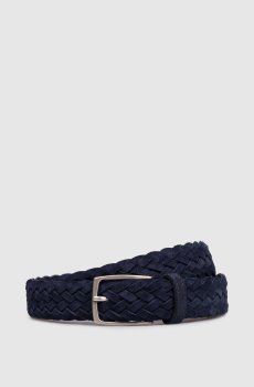 Синий замшевый плетеный ремень