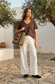 Бавовняна футболка з щільного інтерлок-плетення - коричневий