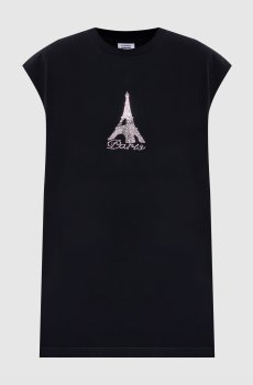 Черная футболка Paris без рукавов