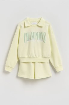 Reserved - Бавовняний комплект із шортами - блідо-зелений - 002JF-07X