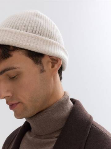 Reserved - Вовняна шапка з кашеміром - кремовий - 269GX-01X Reserved - Вовняна шапка з кашеміром - кремовий - 269GX-01X