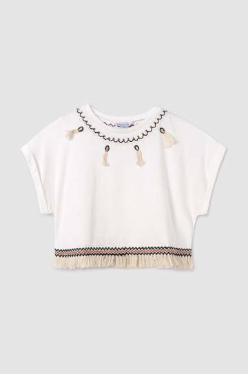 Детская хлопковая футболка Mayoral цвет бежевый