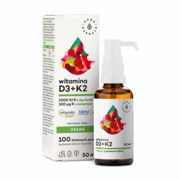 Витамин Д3 и K2 Aura Herbals Vitamin D3 2000 МЕ + K2 Vegan, в каплях, 50 мл Витамин Д3 и K2 Aura Herbals Vitamin D3 2000 МЕ + K2 Vegan, в каплях, 50 мл