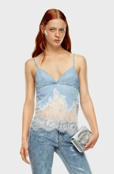 Женский голубой джинсовый топ DE-MONY-S Голубой XS Diesel A12805 0JGAH