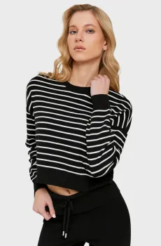 Женский черный джемпер в полоску Черный L Tally Weijl SPUVIYULI