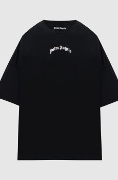 Черная футболка с принтом логотипа