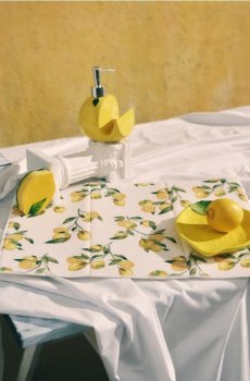 Сушарка для посуду з мотивом лимонів - різнобарвний