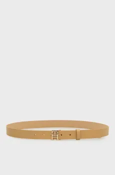 Женский бежевый кожаный ремень LOGO 2.5 Бежевый 75 Tommy Hilfiger AW0AW17496