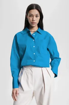 Женская голубая рубашка MD ORGANIC CO LOOSE Голубой S-M Tommy Hilfiger WW0WW39676