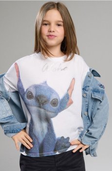 Бавовняна футболка з принтом Lilo & Stitch - білий