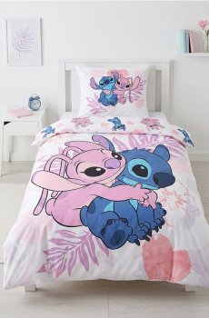 Комплект бавовняної постільної білизни Lilo & Stitch - рожевий