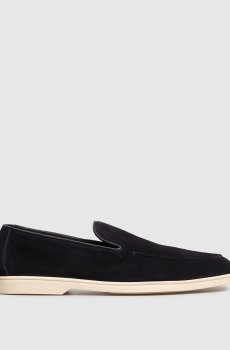 Синие замшевые лоферы с логотипом