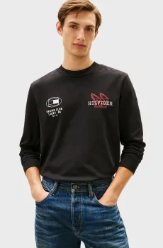 Мужской черный лонгслив MODERN ATHLEISURE Черный L Tommy Hilfiger MW0MW41467