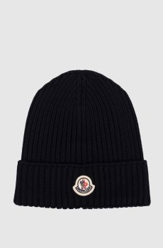 Детская синяя шапка из шерсти с логотипом