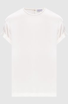 Белый топ из шелка с цепочкой мониль