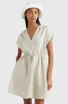 Женское белое льняное платье LINEN SLEEVELESS SHORT Белый S Tommy Hilfiger WW0WW38526