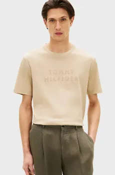 Мужская бежевая футболка MIX MEDIA INTERLOCK Бежевый XL Tommy Hilfiger MW0MW42380