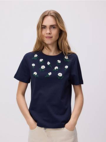 Reserved - LADIES` T-SHIRT - темно-синій - 554EN-59X Reserved - LADIES` T-SHIRT - темно-синій - 554EN-59X