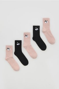 Reserved - Вишиті шкарпетки, набір з 5 - пильно-рожевий - 905IH-39X