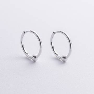 Серебряные серьги - кольца "Шарики" 123389 Серебряные серьги - кольца "Шарики" 123389