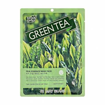 Тканевая маска для лица May Island Real Essence Green Tea Mask Pack с зеленым чаем, для проблемной кожи, 25 мл Тканевая маска для лица May Island Real Essence Green Tea Mask Pack с зеленым чаем, для проблемной кожи, 25 мл