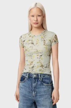 Женская оливковая футболка с узором ELLIE Оливковый 8 AllSaints W267JC