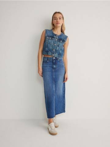 Reserved - Джинсова спідниця міді - синій - 958AA-55J