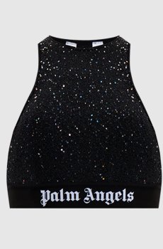 Черный топ Soiree в пайетке с логотипом