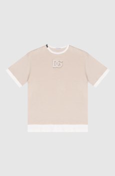Детская бежевая футболка с нашивкой DG
