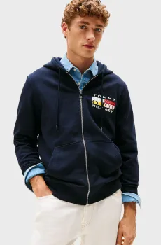 Мужское темно-синее худи COLOUR FLAG Синий S Tommy Hilfiger MW0MW40043