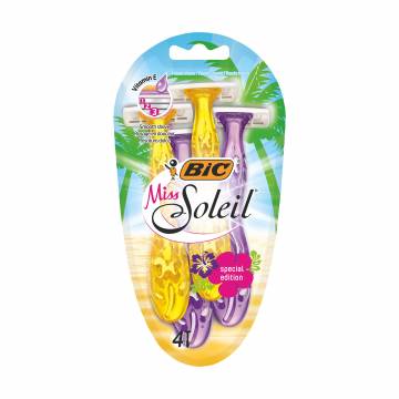 Набор женских бритв BIC Miss Soleil Special Edition без сменных картриджей, 3 лезвия, 4 шт Набор женских бритв BIC Miss Soleil Special Edition без сменных картриджей, 3 лезвия, 4 шт