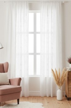 Фіранка на стрічці з гумовим принтом - білий