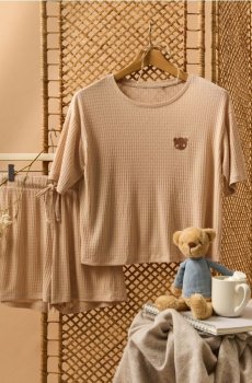 Піжамний комплект із двох предметів - бежевий