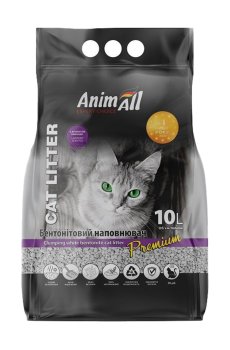 Бентонитовый наполнитель для кошачьего туалета AnimAll Premium белый, с ароматом лаванды, 10 л
