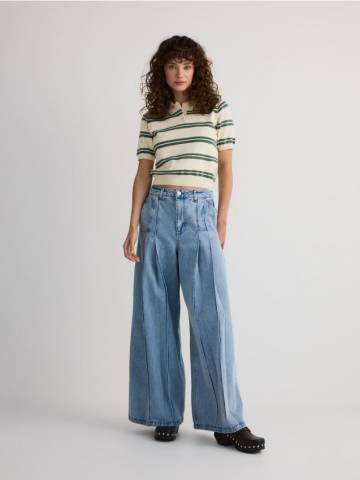 Reserved - Джинси wide leg з вишивкою - синій - 246FS-50J Reserved - Джинси wide leg з вишивкою - синій - 246FS-50J