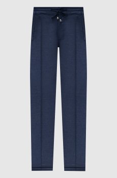 Синие зауженные брюки из шерсти и кашемира