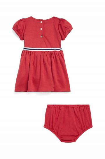 Платье для младенцев Polo Ralph Lauren цвет красный mini расклешённое Платье для младенцев Polo Ralph Lauren цвет красный mini расклешённое