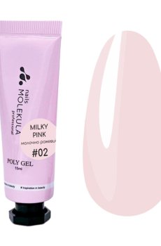 Полигель для ногтей Nails Molekula Professional Poly Gel 02 Milky Pink, 15 мл