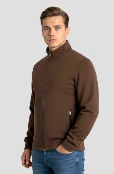 Бомбер из кашемира и воротником стойкой DV-115-Brown