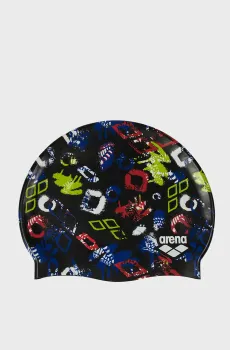 Детская черная шапочка для плавания с узором PRINT JR Черный ONESIZE Arena 94171-245