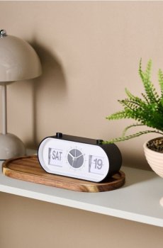 Настільний будильник з перекидним календарем - чорний