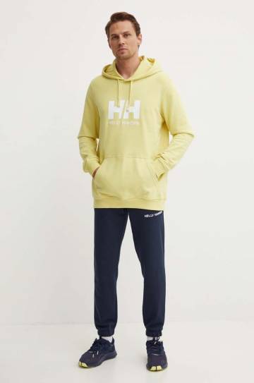 Хлопковая кофта Helly Hansen мужская цвет синий с капюшоном с аппликацией 33977-597 Хлопковая кофта Helly Hansen мужская цвет синий с капюшоном с аппликацией 33977-597