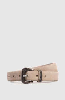 Бежевый замшевый ремень с цепочкой мониль