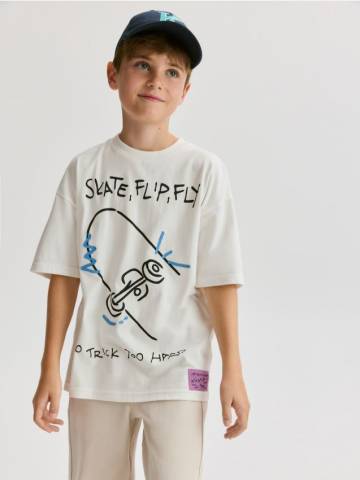 Reserved - Футболка з принтом - кремовий - 047FH-01X