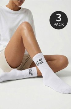 Довгі шкарпетки з написами 3 упаковки - білий