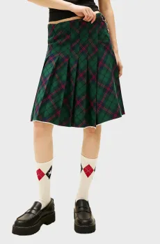 Женская зеленая юбка в клетку TOMMY GIRL TARTAN Зеленый XS Tommy Jeans DW0DW22488