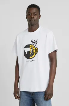 Мужская белая футболка Face cartoon loose r t Белый S G-Star RAW D25701,C336