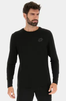 Мужской черный лонгслив MSC TEE LS II Черный L Lotto 218916/1CL