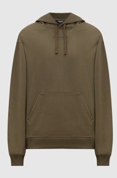 худи цвета хаки с вышивкой логотипа