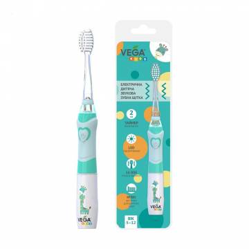 Электрическая детская звуковая зубная щетка Vega Kids VK-400B Light-Up от 5 до 12 лет, голубая, 1 шт Электрическая детская звуковая зубная щетка Vega Kids VK-400B Light-Up от 5 до 12 лет, голубая, 1 шт